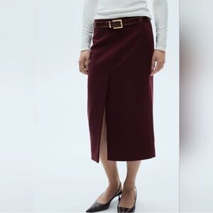 Mango Burgundy Pencil Skirt